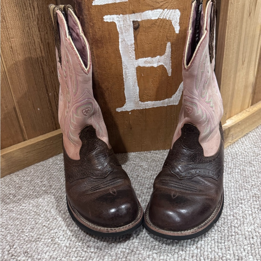 Ariat Women's Pink and Brown Ankle Boots - Picture 2 of 8